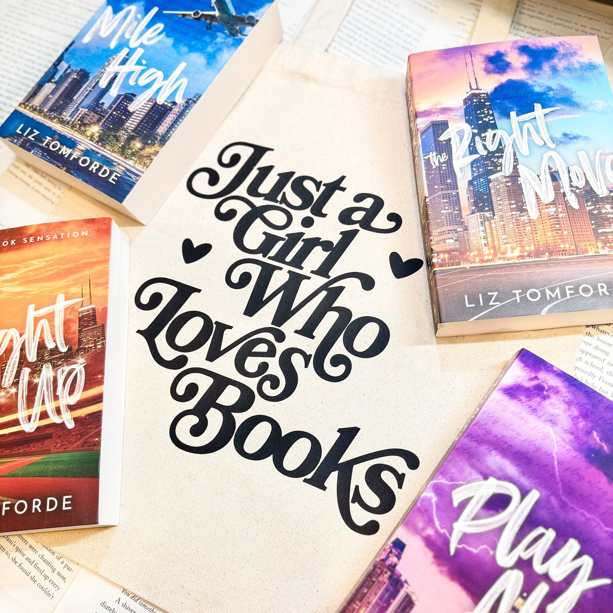 Just a Girl Who Loves Books Canvas Tote Bag | Aesthetic Bookish Bag for Readers and Bibliophiles - Starry Skies Austin