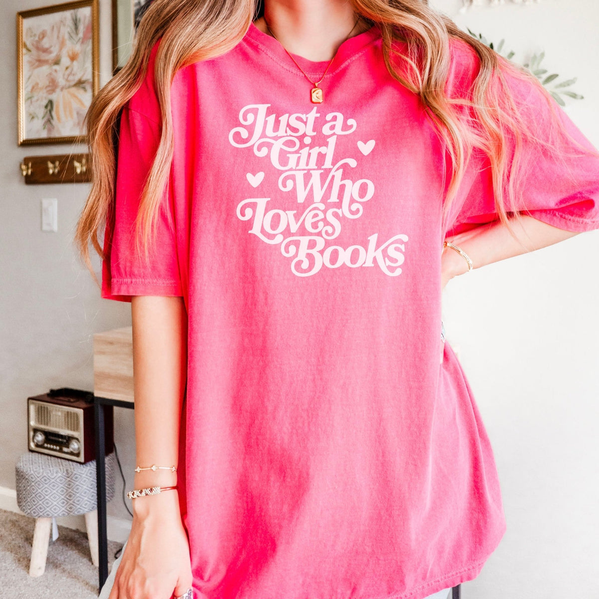 Just A Girl Who Loves Books Heavyweight Comfort Colors Shirt - Starry Skies Austin