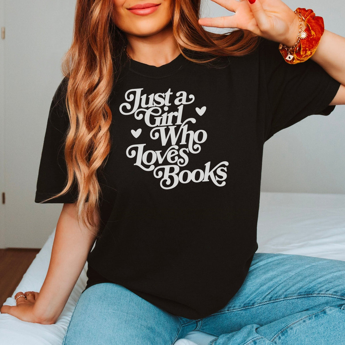 Just A Girl Who Loves Books Heavyweight Comfort Colors Shirt - Starry Skies Austin