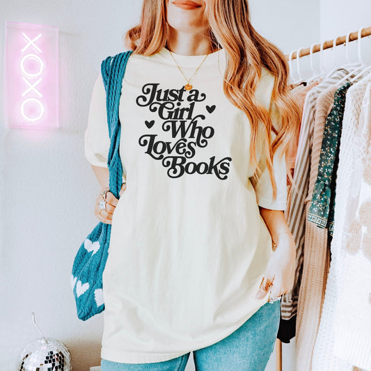 Just A Girl Who Loves Books Heavyweight Comfort Colors Shirt - Starry Skies Austin