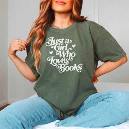 Just A Girl Who Loves Books Heavyweight Comfort Colors Shirt - Starry Skies Austin