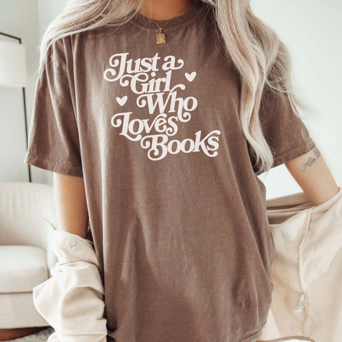 Just A Girl Who Loves Books Heavyweight Comfort Colors Shirt - Starry Skies Austin
