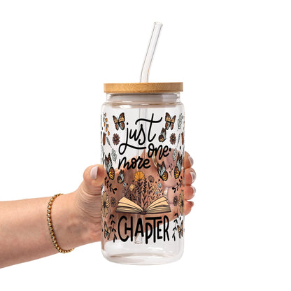 Just One More Chapter Glass Cup, Mug & Tumbler with Lid and Straw - Starry Skies Austin