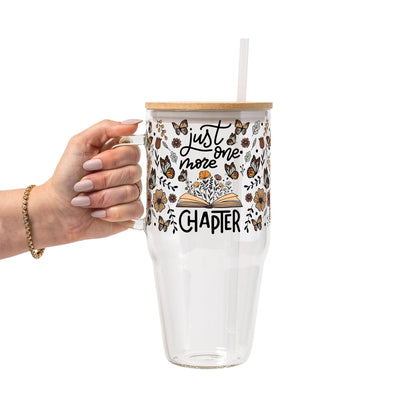 Just One More Chapter Glass Cup, Mug & Tumbler with Lid and Straw - Starry Skies Austin