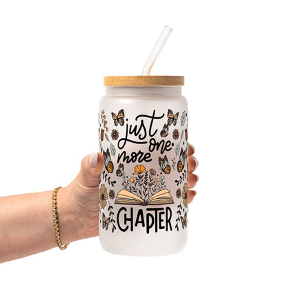 Just One More Chapter Glass Cup, Mug & Tumbler with Lid and Straw - Starry Skies Austin