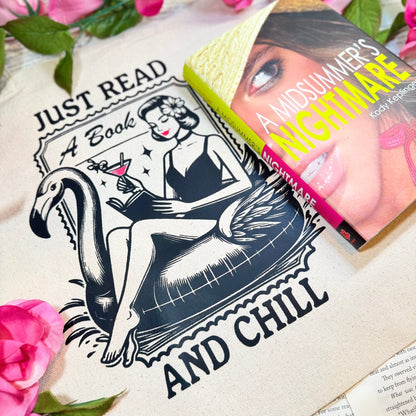 Just Read a Book and Chill Tote Bag – Retro Summer Bookish Canvas Bag - Starry Skies Austin