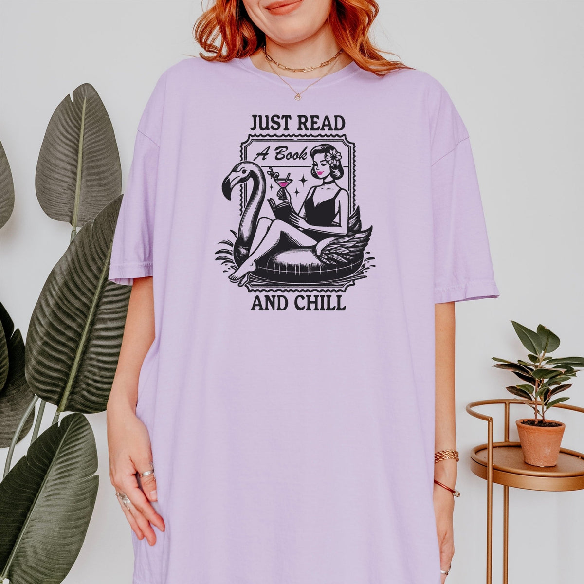Just Read and Chill Premium Heavyweight Comfort Colors Shirt - Retro Summer Bookish Tee - Starry Skies Austin