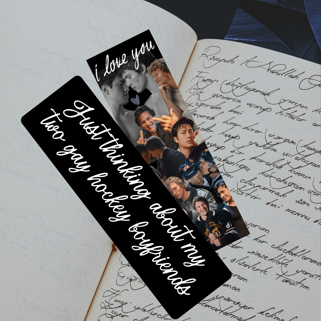 Just Thinking About My Two Gay Hockey Boyfriends Dual-Sided Matte Cardstock Bookmark - Starry Skies Austin