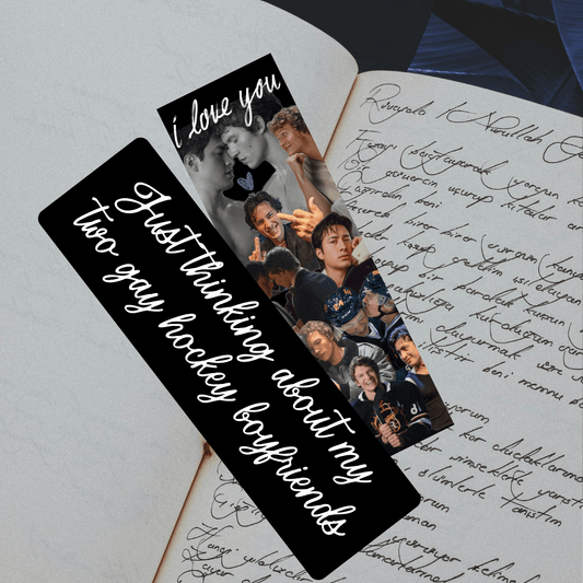 Just Thinking About My Two Gay Hockey Boyfriends Dual-Sided Matte Cardstock Bookmark - Starry Skies Austin