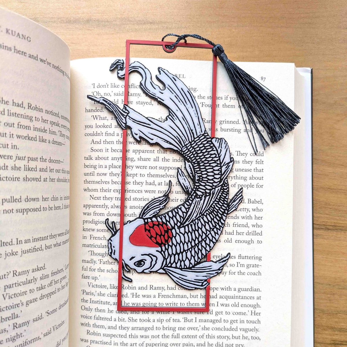 Koi Fish Japanese Bookmark Art Tassel Reader Gift - Starry Skies Austin