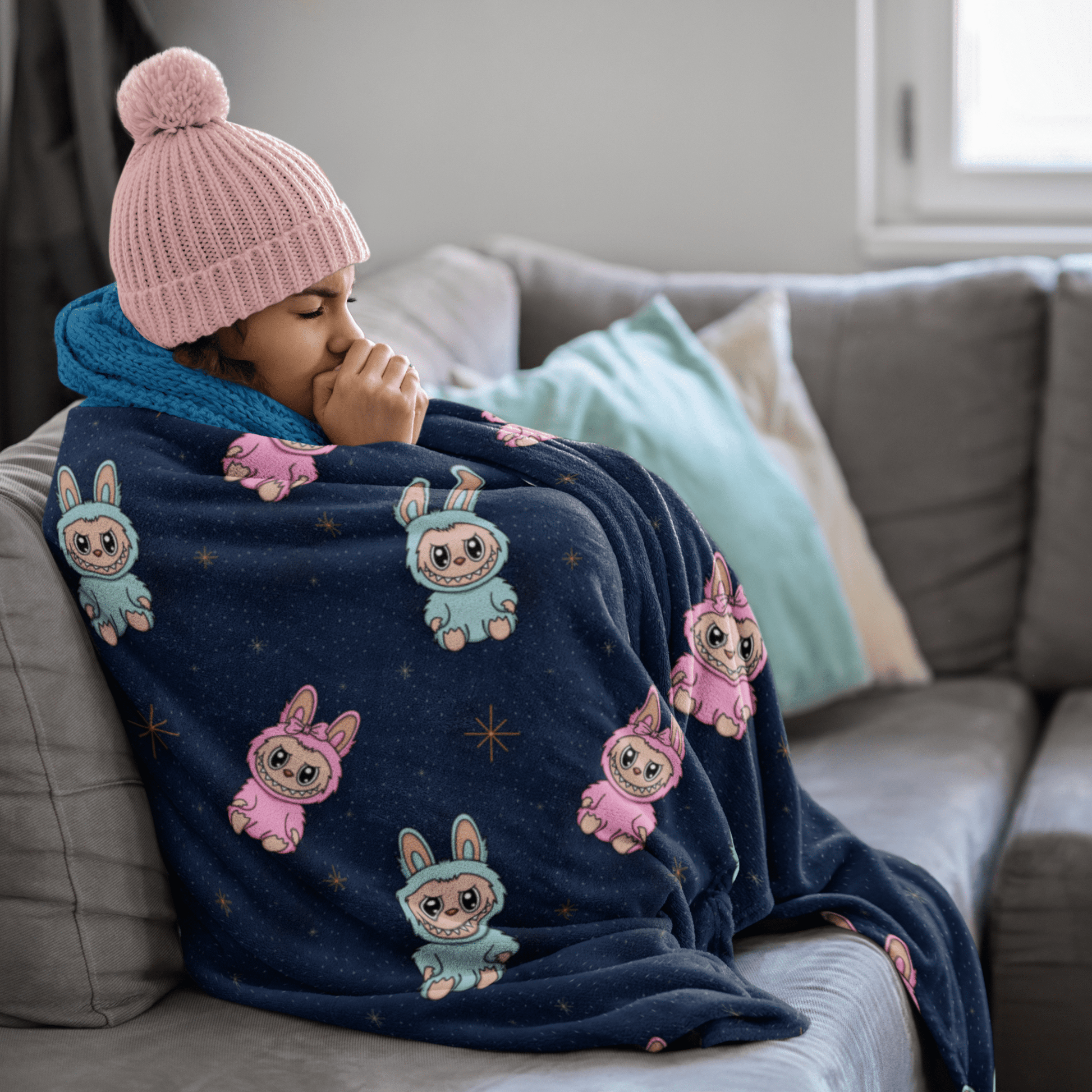 Labubu Monster Cozy Blanket - Starry Skies Austin