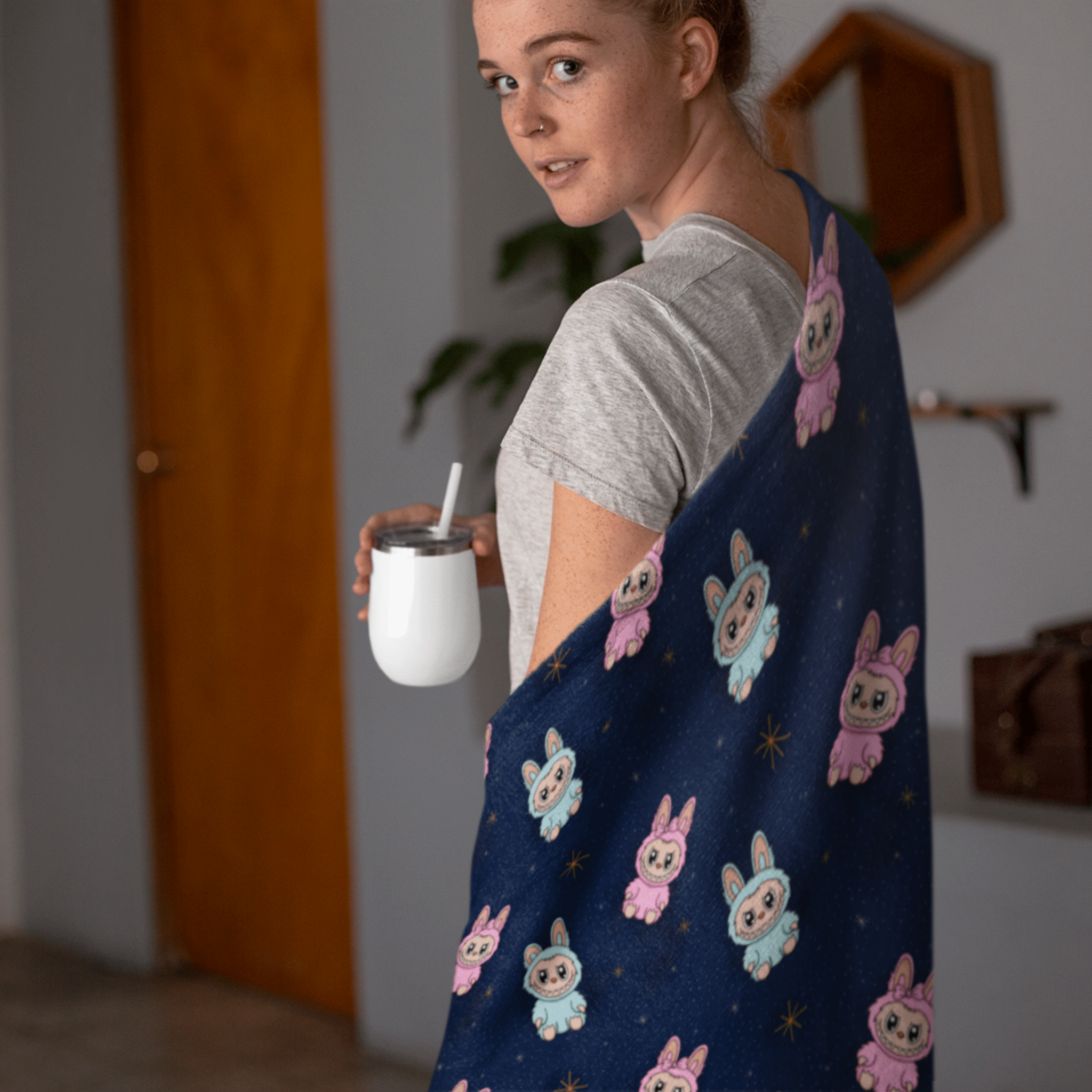 Labubu Monster Cozy Blanket - Starry Skies Austin