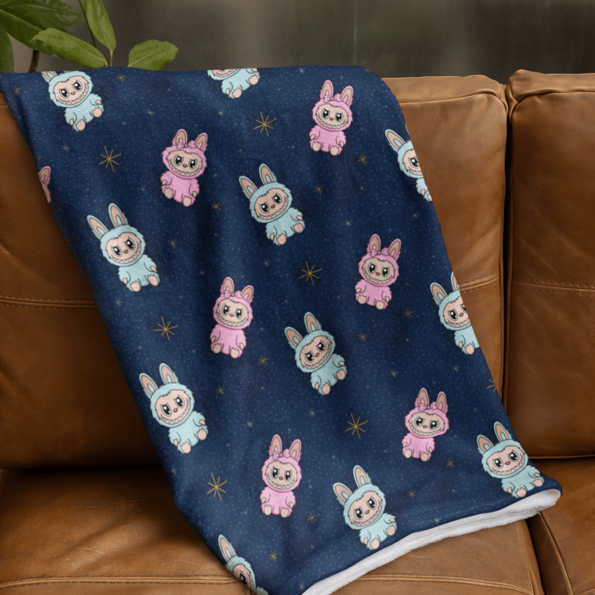 Labubu Monster Cozy Blanket - Starry Skies Austin