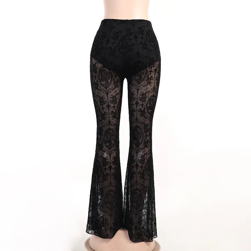 Lace High Waist Flare Pants - Starry Skies Austin