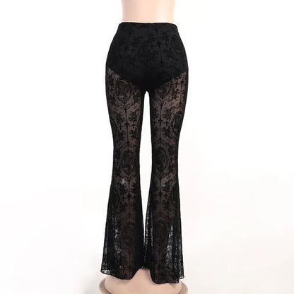 Lace High Waist Flare Pants - Starry Skies Austin