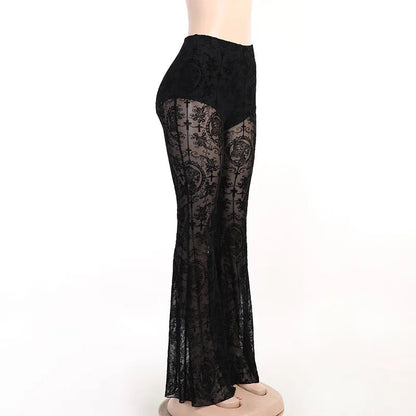 Lace High Waist Flare Pants - Starry Skies Austin