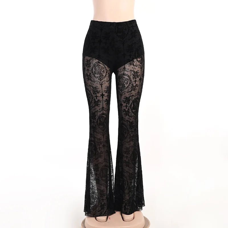 Lace High Waist Flare Pants - Starry Skies Austin