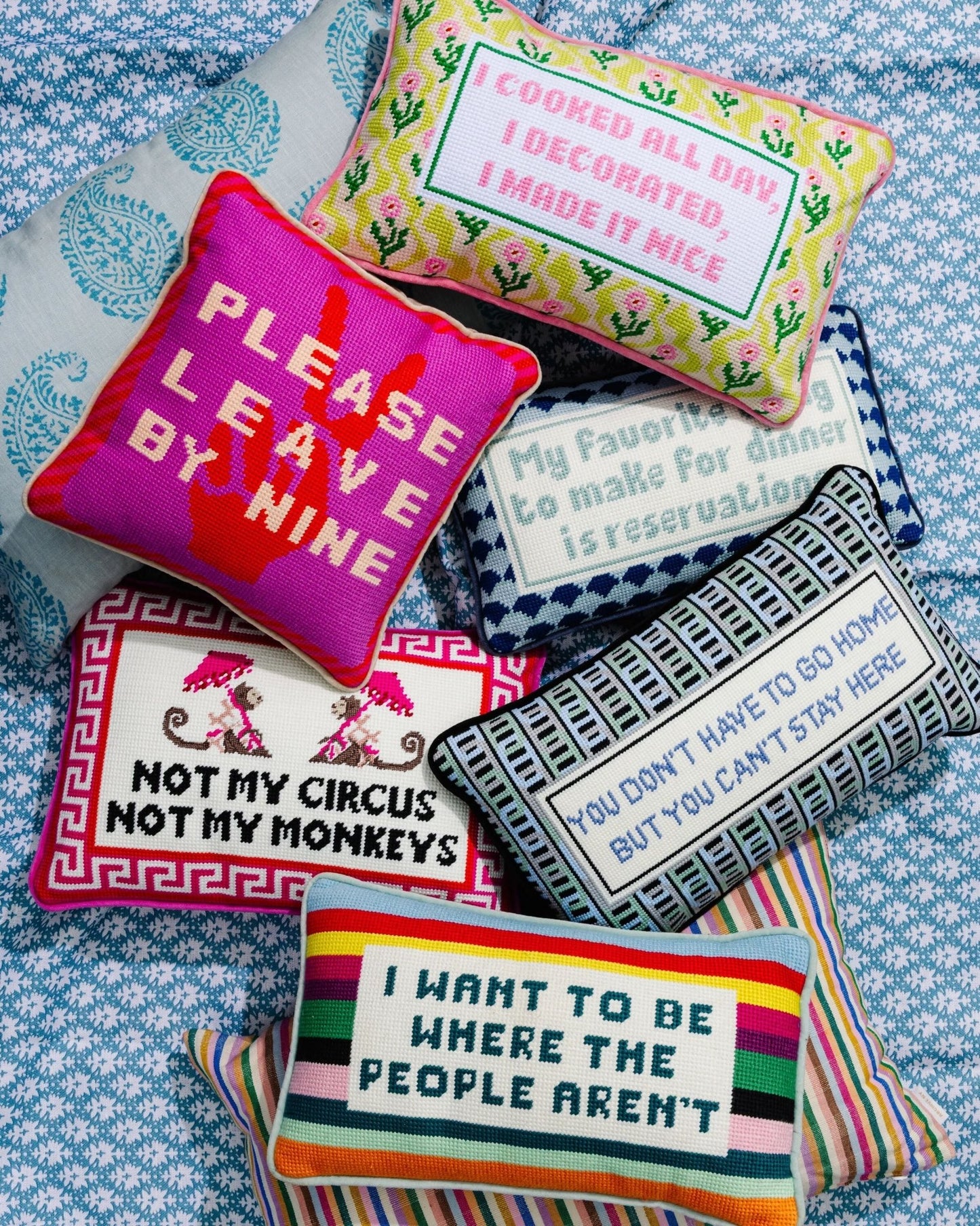 Leave by Nine Needlepoint Pillow - Starry Skies Austin