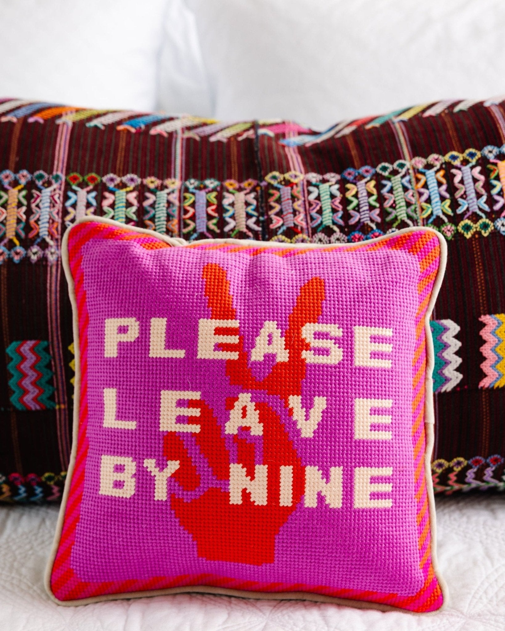 Leave by Nine Needlepoint Pillow - Starry Skies Austin