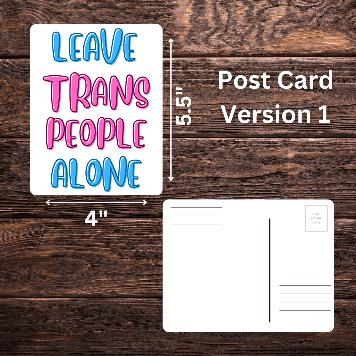 Leave Trans People Alone Postcards | 5.5" x 4" | Trans Rights Advocacy | Mail to Government Officials - Starry Skies Austin