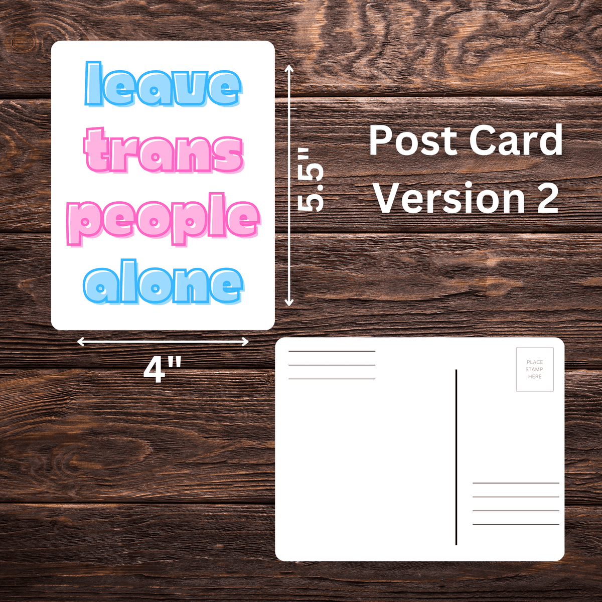 Leave Trans People Alone Postcards | 5.5" x 4" | Trans Rights Advocacy | Mail to Government Officials - Starry Skies Austin