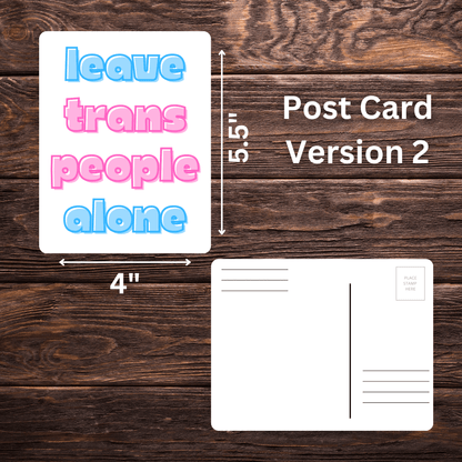 Leave Trans People Alone Postcards | 5.5" x 4" | Trans Rights Advocacy | Mail to Government Officials - Starry Skies Austin