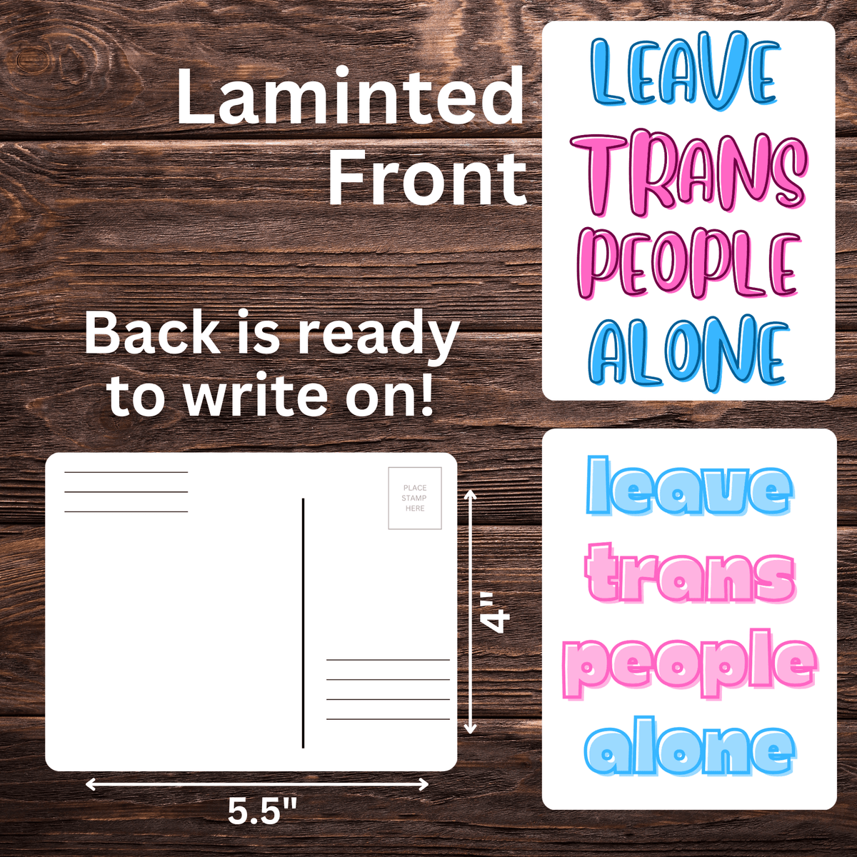Leave Trans People Alone Postcards | 5.5" x 4" | Trans Rights Advocacy | Mail to Government Officials - Starry Skies Austin