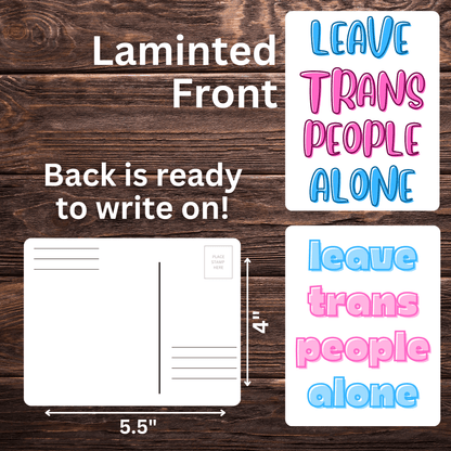 Leave Trans People Alone Postcards | 5.5" x 4" | Trans Rights Advocacy | Mail to Government Officials - Starry Skies Austin