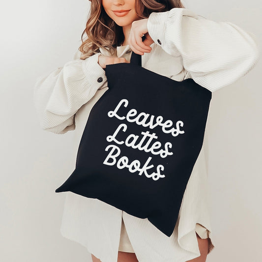 Leaves, Lattes, Books Canvas Tote Bag - Starry Skies Austin