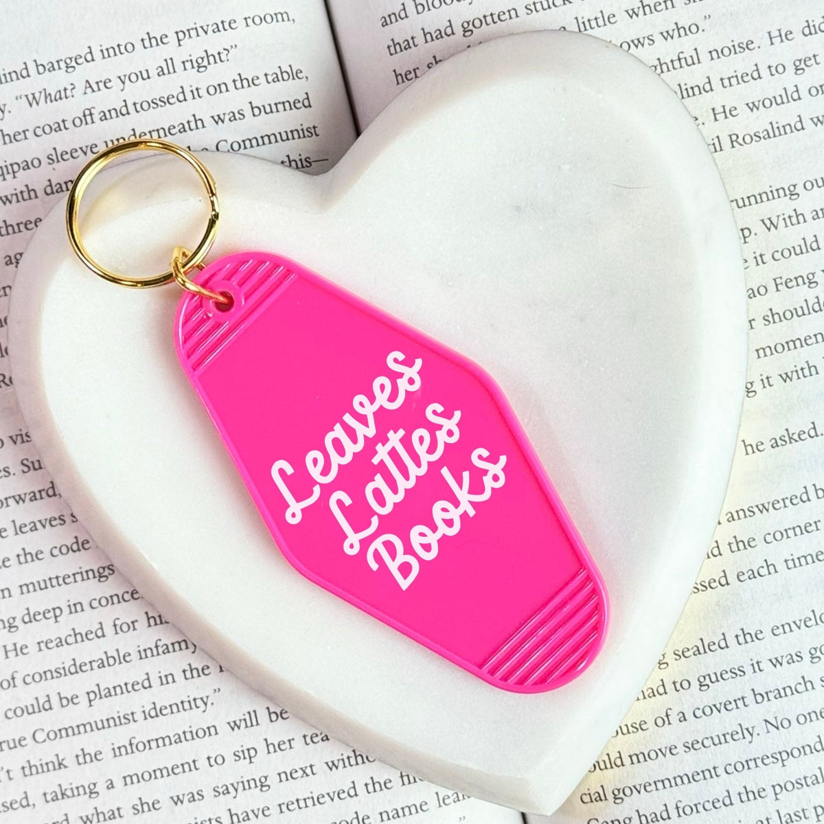 Leaves Lattes Books Motel Keychain - Perfect for Book and Coffee Lovers - Starry Skies Austin