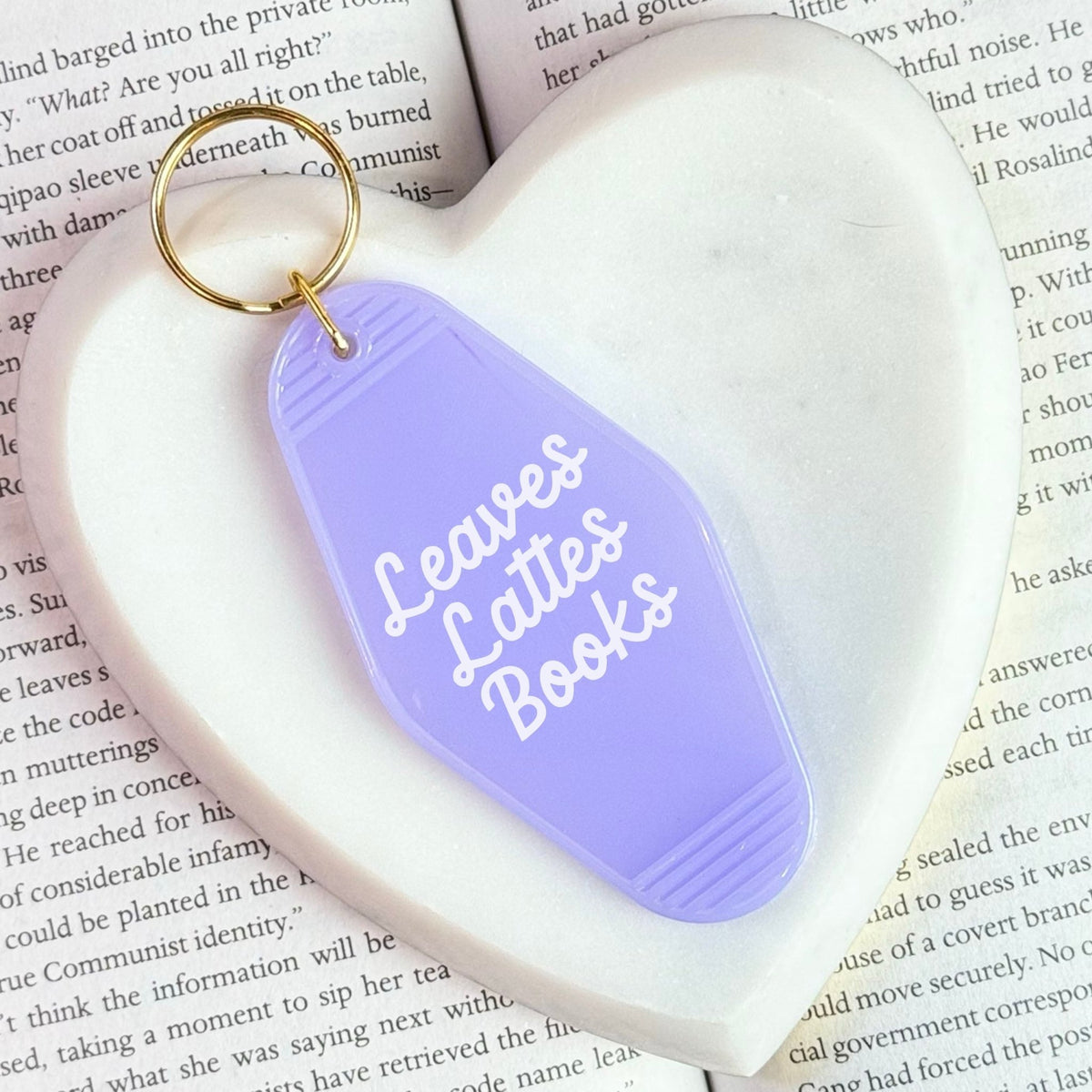 Leaves Lattes Books Motel Keychain - Perfect for Book and Coffee Lovers - Starry Skies Austin