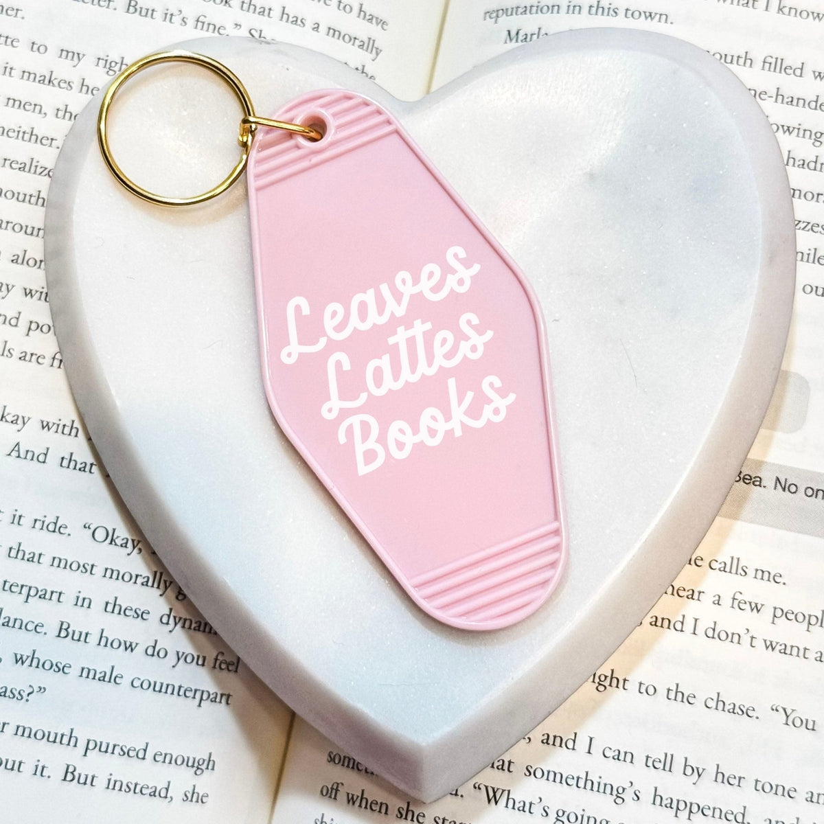 Leaves Lattes Books Motel Keychain - Perfect for Book and Coffee Lovers - Starry Skies Austin