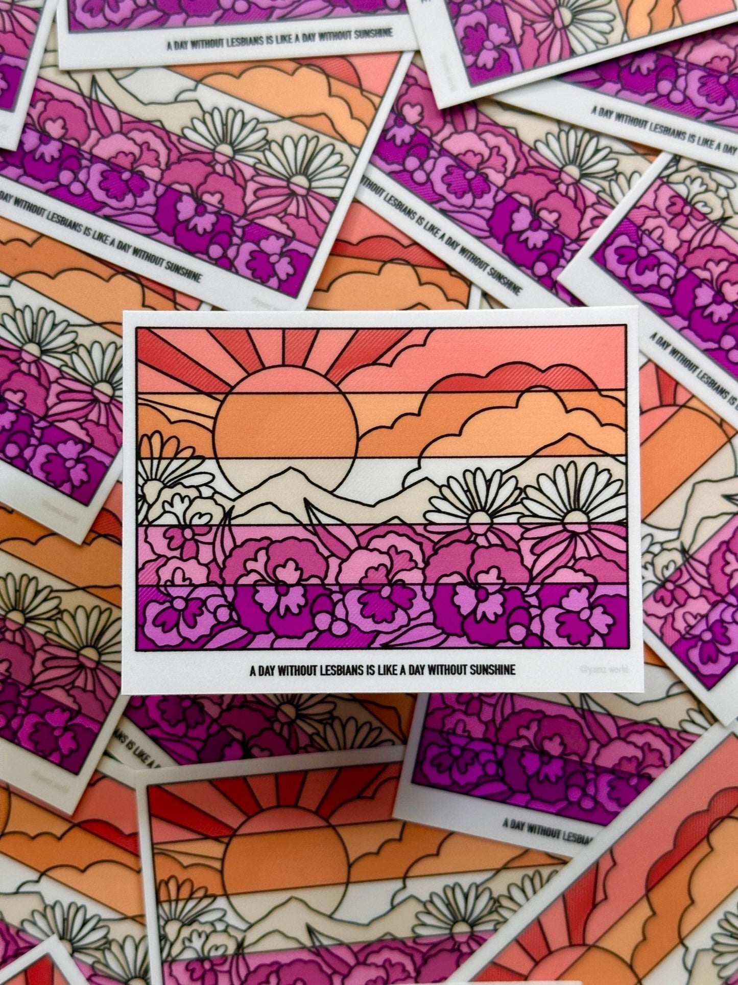 Lesbian Flower Flag Sticker - Starry Skies Austin