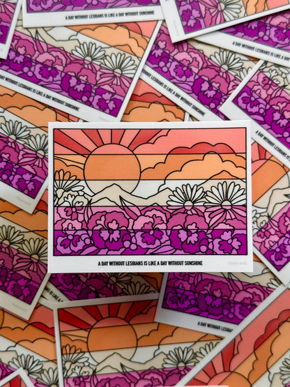 Lesbian Flower Flag Sticker - Starry Skies Austin