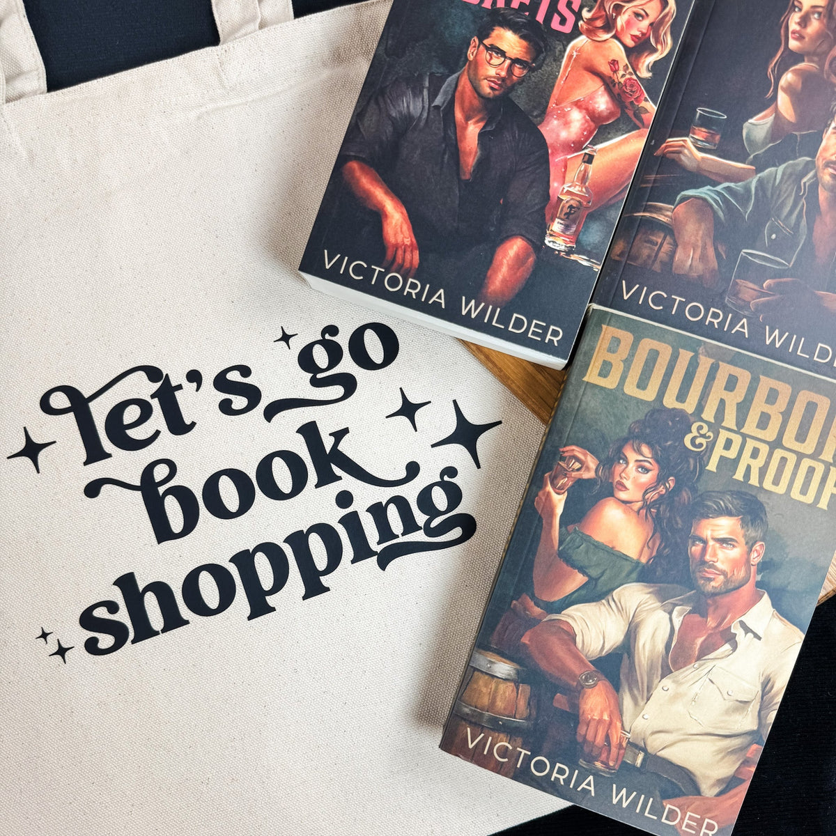 Let’s Go Book Shopping Canvas Tote Bag – Bookish Reusable Bag for Readers - Starry Skies Austin