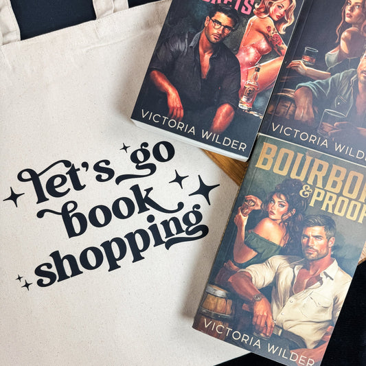 Let’s Go Book Shopping Canvas Tote Bag – Bookish Reusable Bag for Readers - Starry Skies Austin