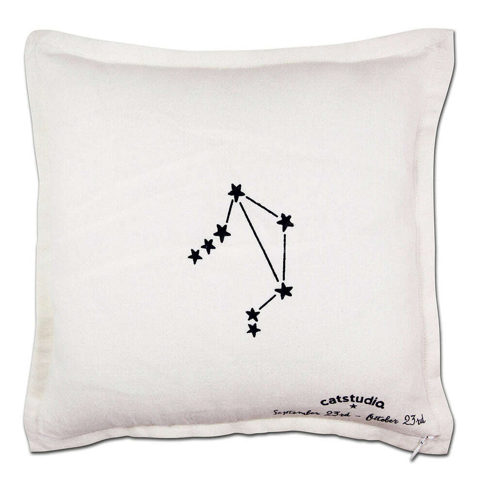 Libra Astrology Hand-Embroidered Pillow by Cat Studio - Starry Skies Austin