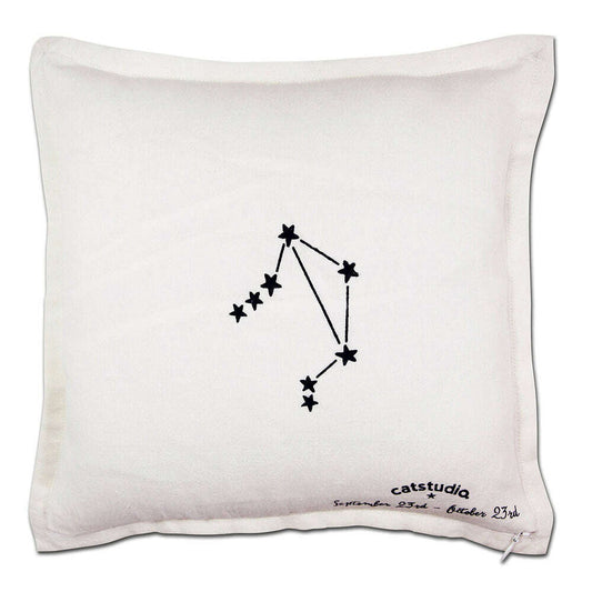 Libra Astrology Hand-Embroidered Pillow by Cat Studio - Starry Skies Austin