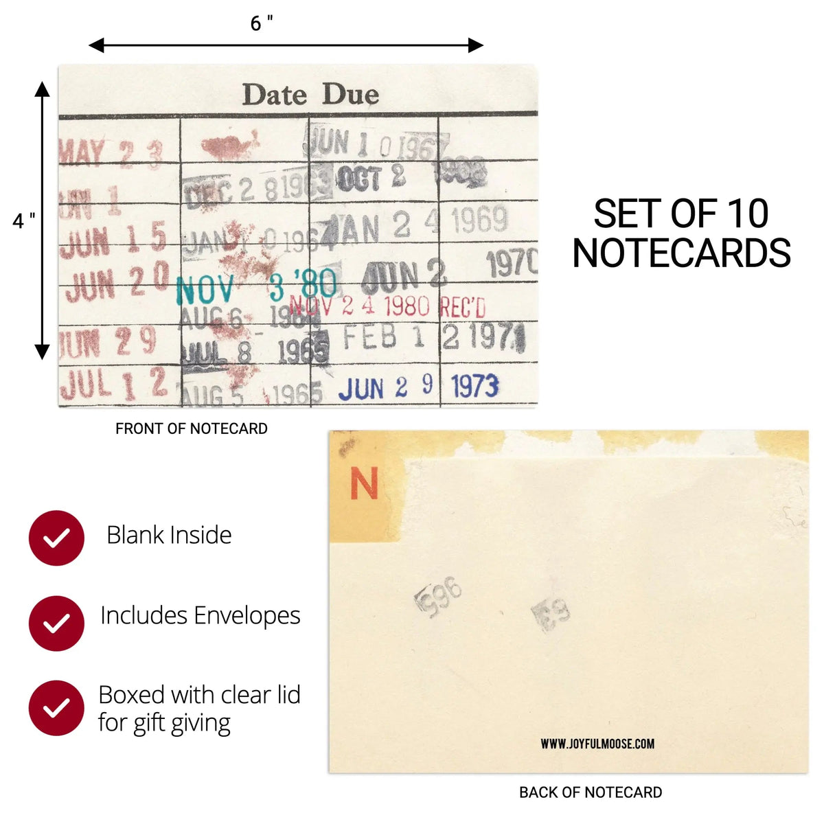 Library Book Due Date Blank Notecard Set - Starry Skies Austin