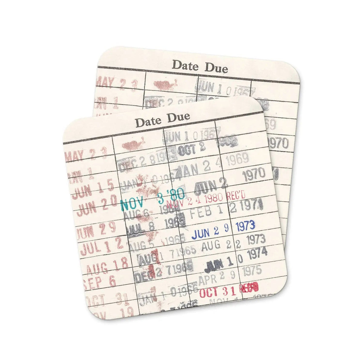 Library Card Coaster - Librarian Gift Set of Coasters - Reading Reader Book - Vintage Library Due Date Card - Starry Skies Austin