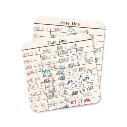 Library Card Coaster - Librarian Gift Set of Coasters - Reading Reader Book - Vintage Library Due Date Card - Starry Skies Austin