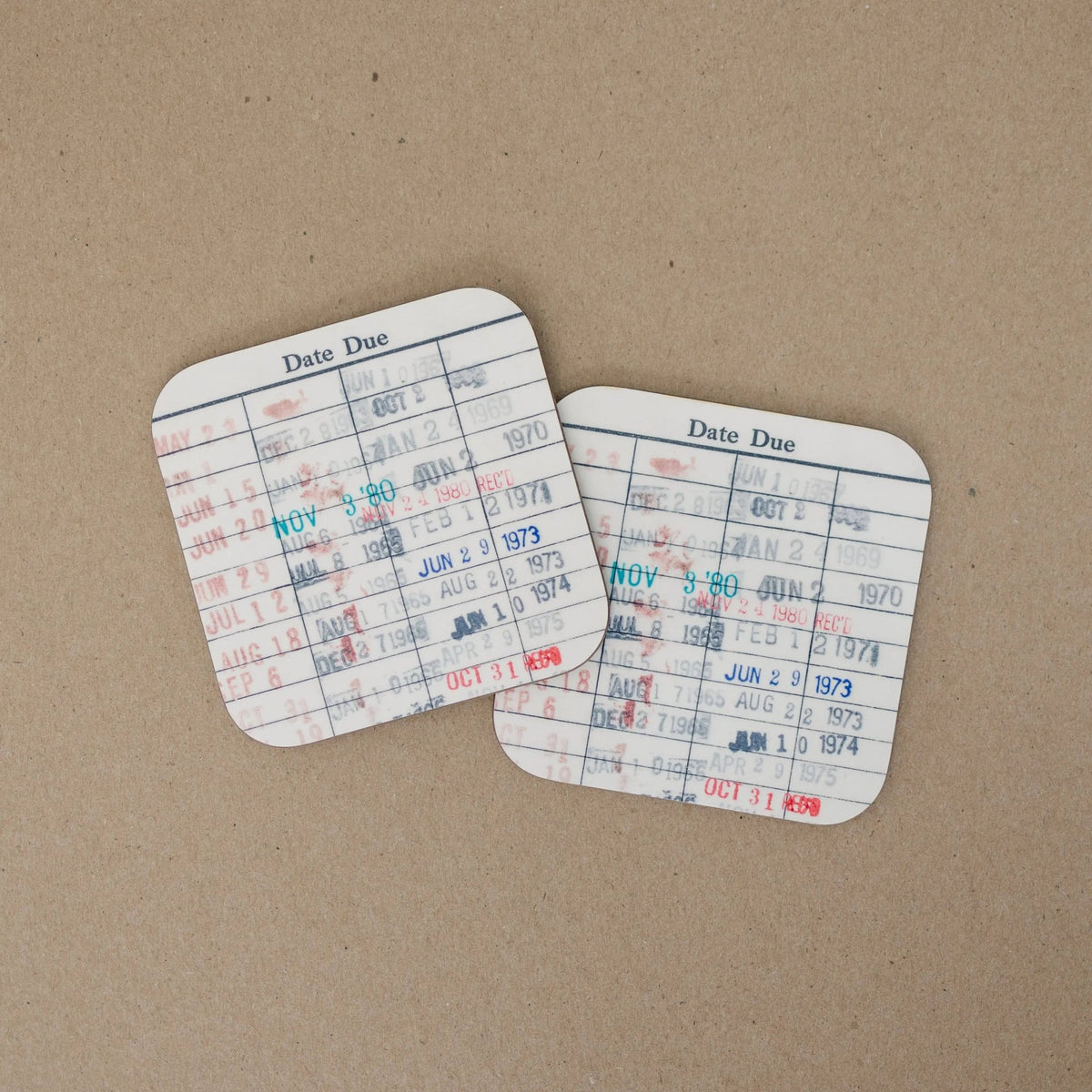 Library Card Coaster - Librarian Gift Set of Coasters - Reading Reader Book - Vintage Library Due Date Card - Starry Skies Austin