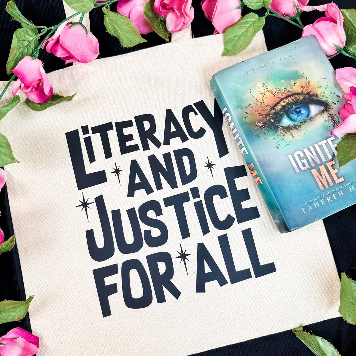 Literacy And Justice For All Canvas Tote Bag - Starry Skies Austin