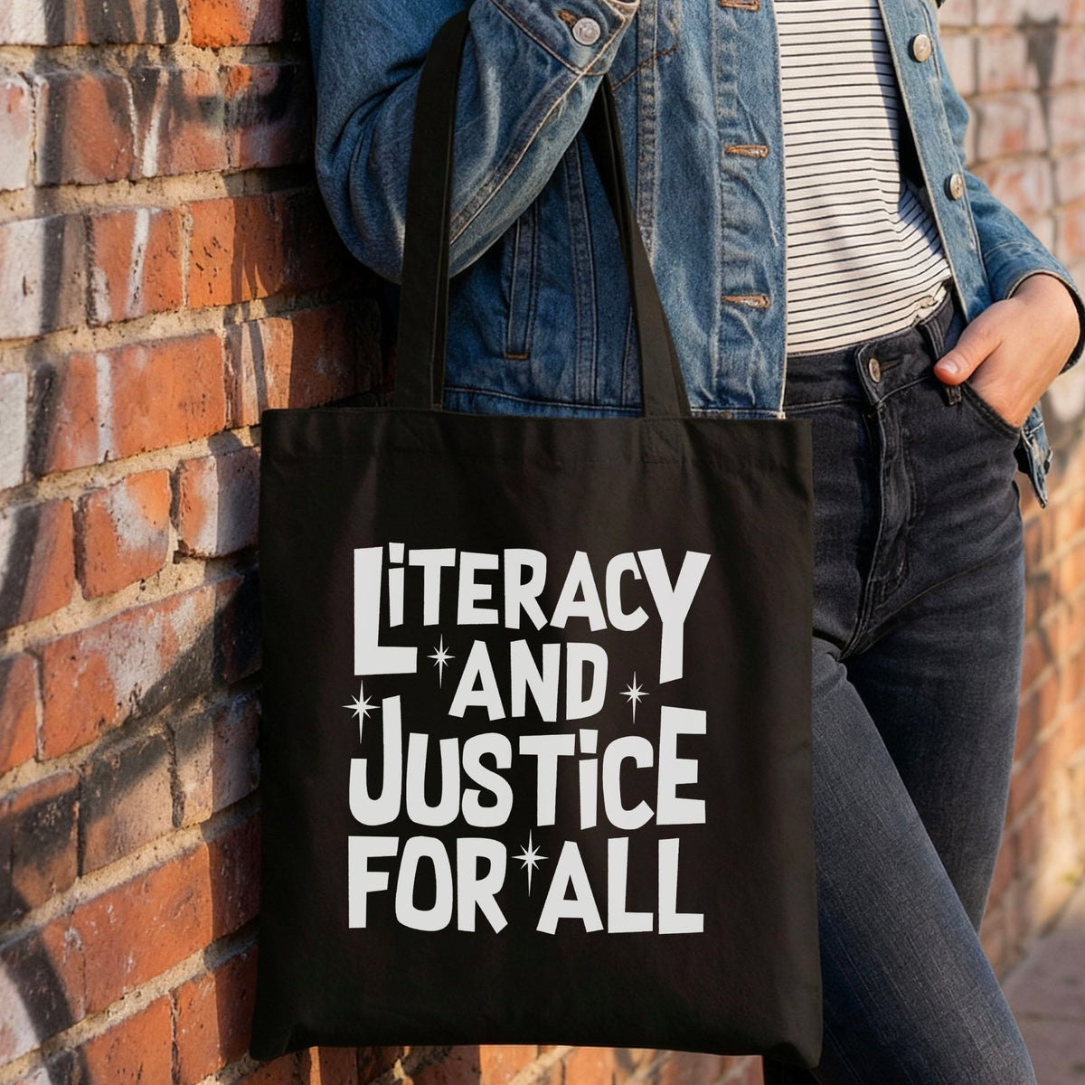 Literacy And Justice For All Canvas Tote Bag - Starry Skies Austin