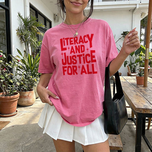 Literacy And Justice For All Heavyweight Comfort Colors Shirt - Starry Skies Austin