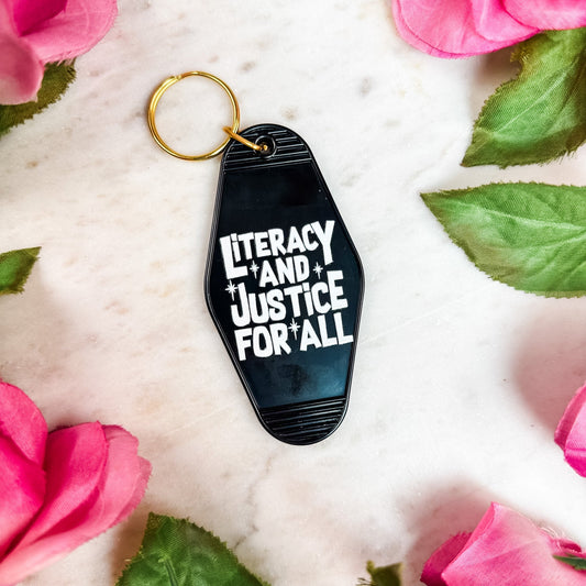 Literacy And Justice For All Retro Motel Keychain - Starry Skies Austin