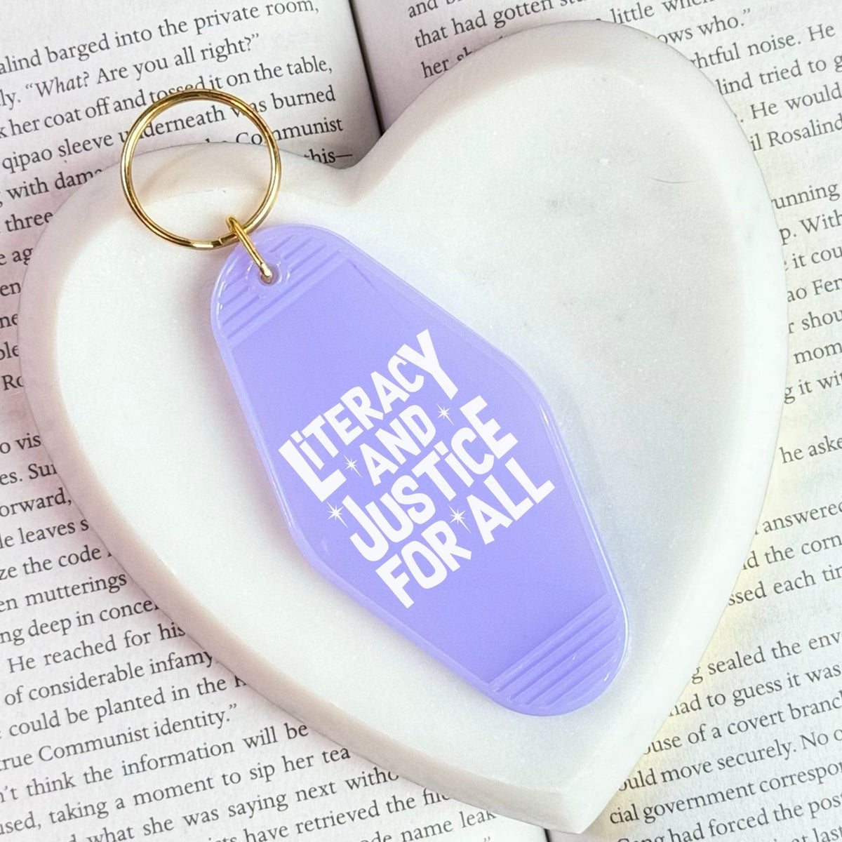 Literacy And Justice For All Retro Motel Keychain - Starry Skies Austin