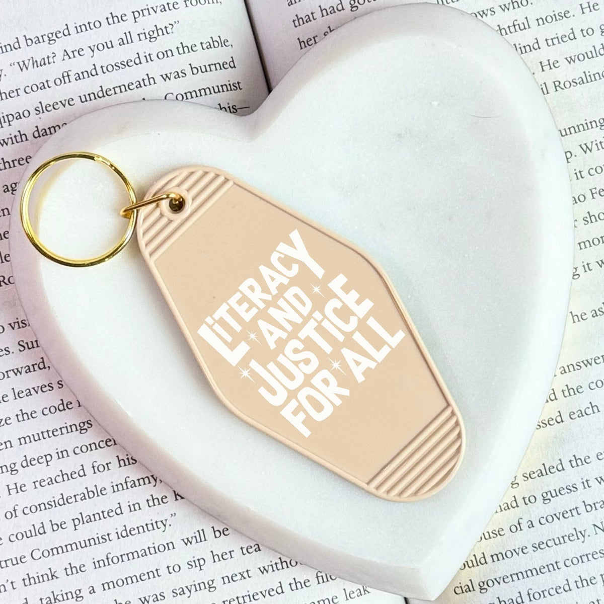 Literacy And Justice For All Retro Motel Keychain - Starry Skies Austin