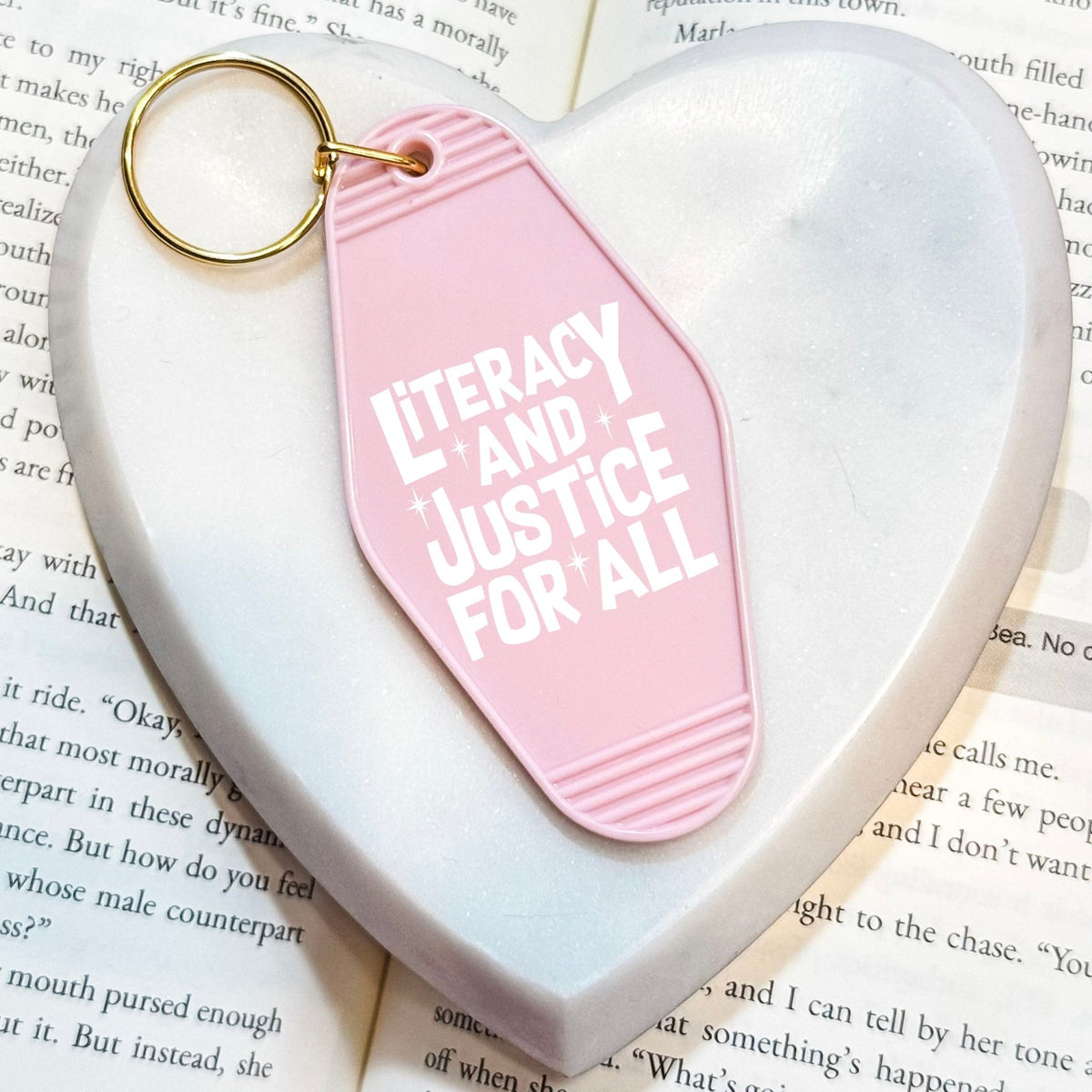 Literacy And Justice For All Retro Motel Keychain - Starry Skies Austin