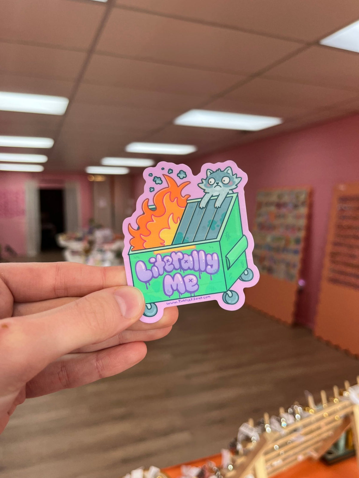 Literally Me Dumpster Fire Sticker - Starry Skies Austin